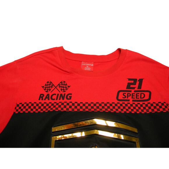 Victorious Racing Graphic Tee Men's XL Red Black Gold Horse Speed Streetwear - Picture 2 of 7